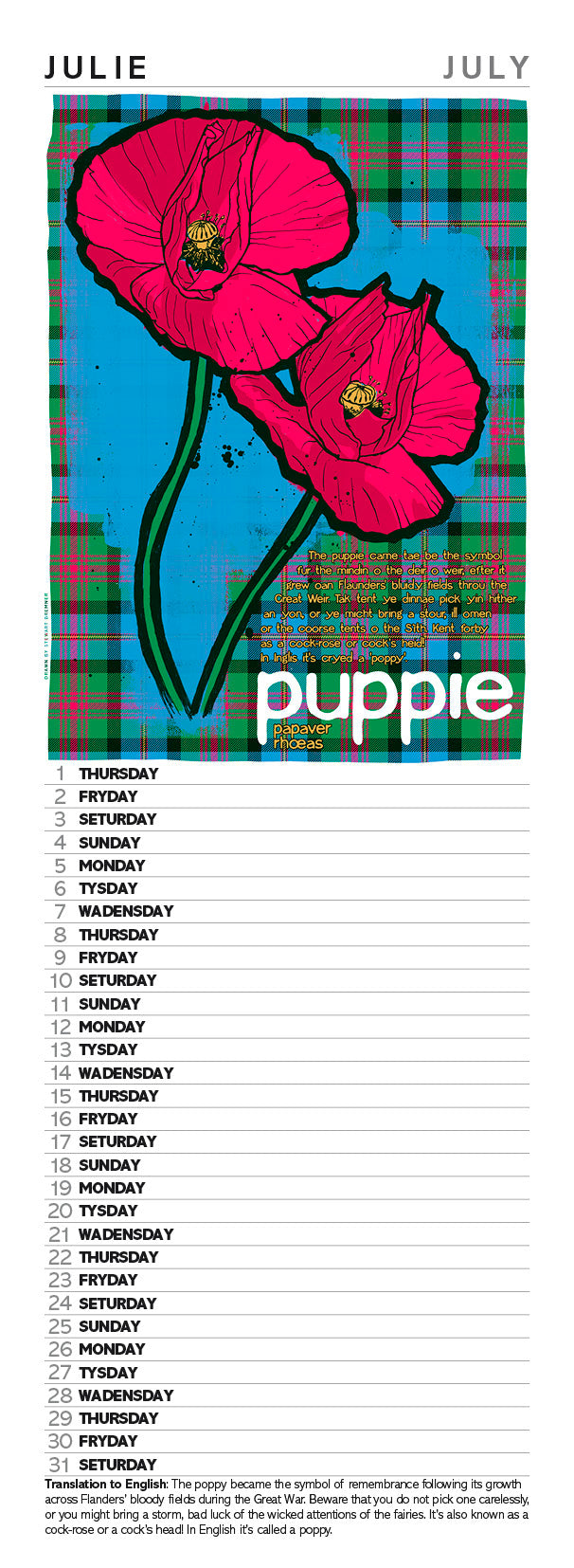 Scots flooers oan tartan – slimline calendar 2027