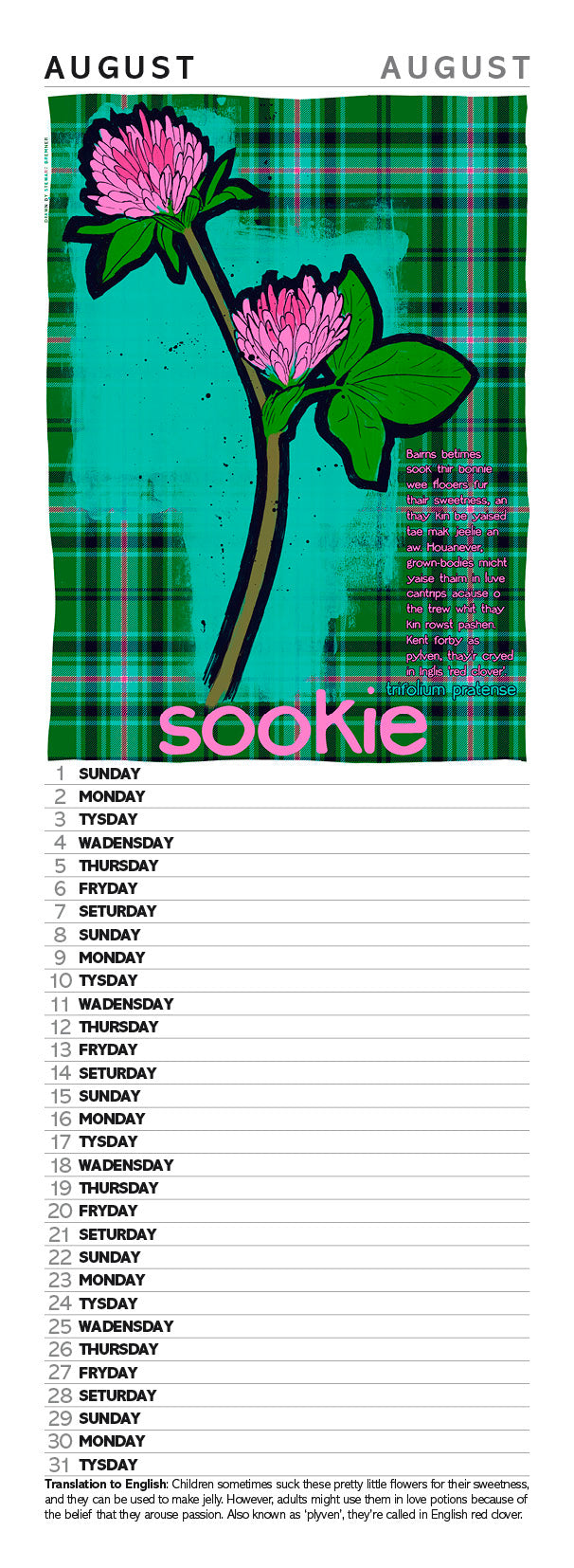 Scots flooers oan tartan – slimline calendar 2027