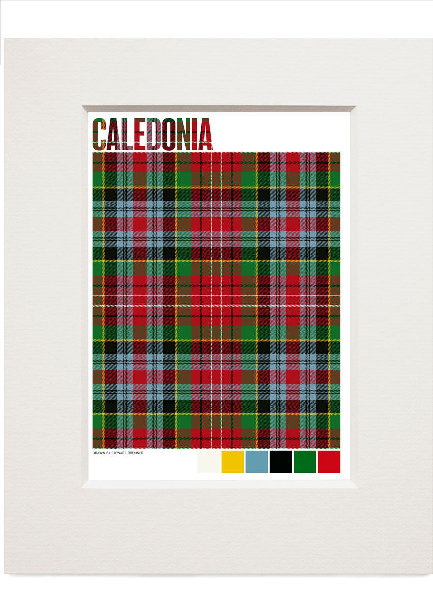 Caledonia Modern tartan – small mounted print