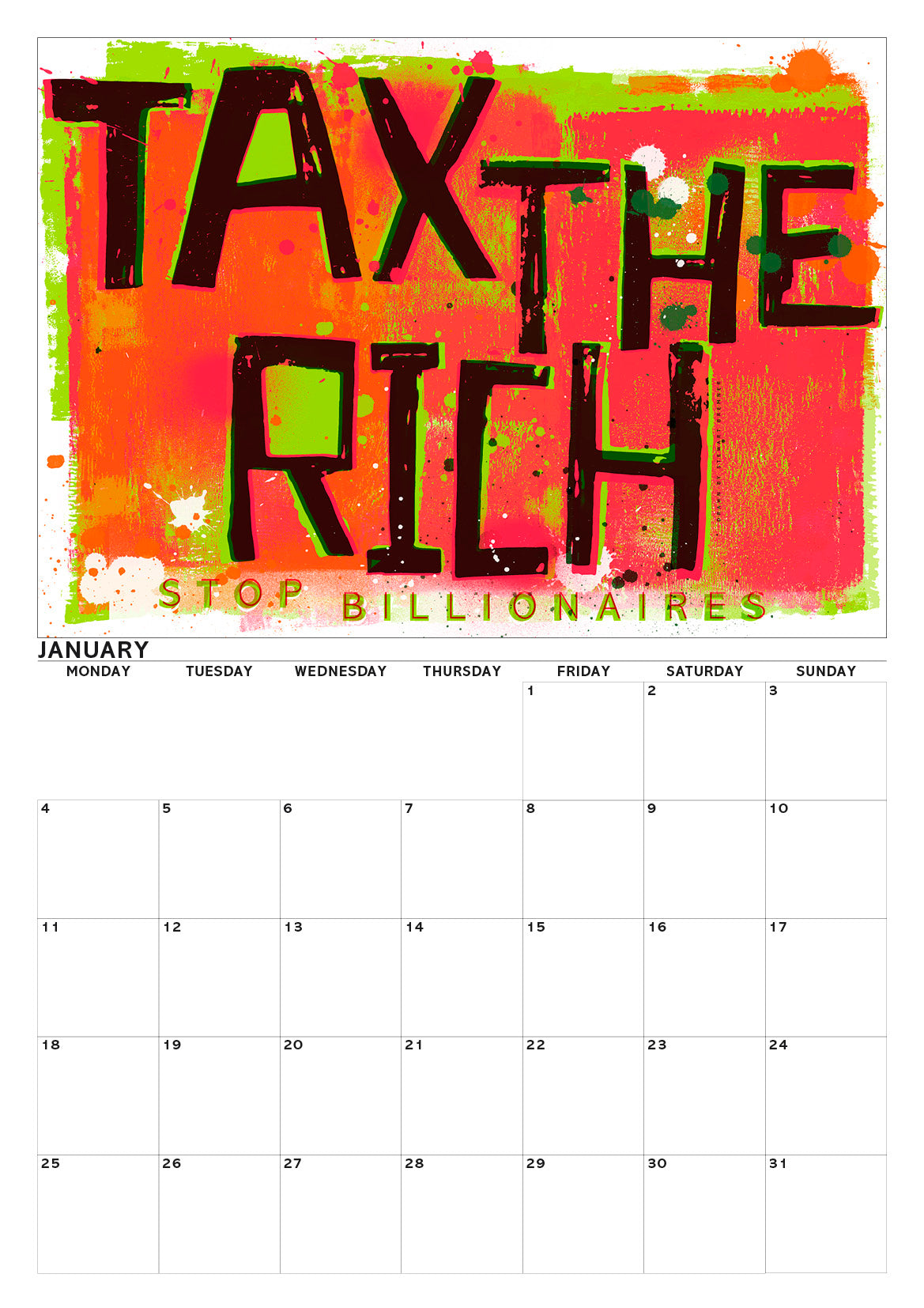 Eat the rich – A3 calendar 2027