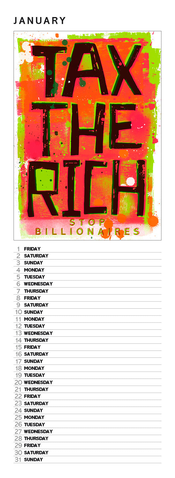 Eat the rich – slimline calendar 2027