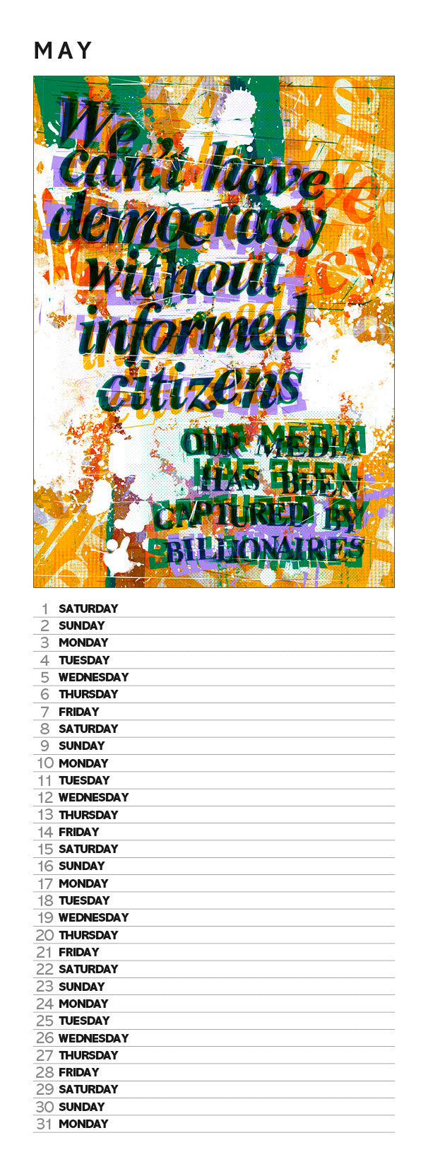 Eat the rich – slimline calendar 2027