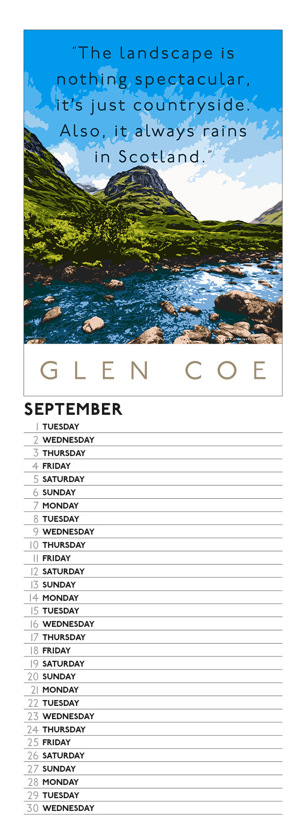 Overrated Scotland – 2026 slimline calendar