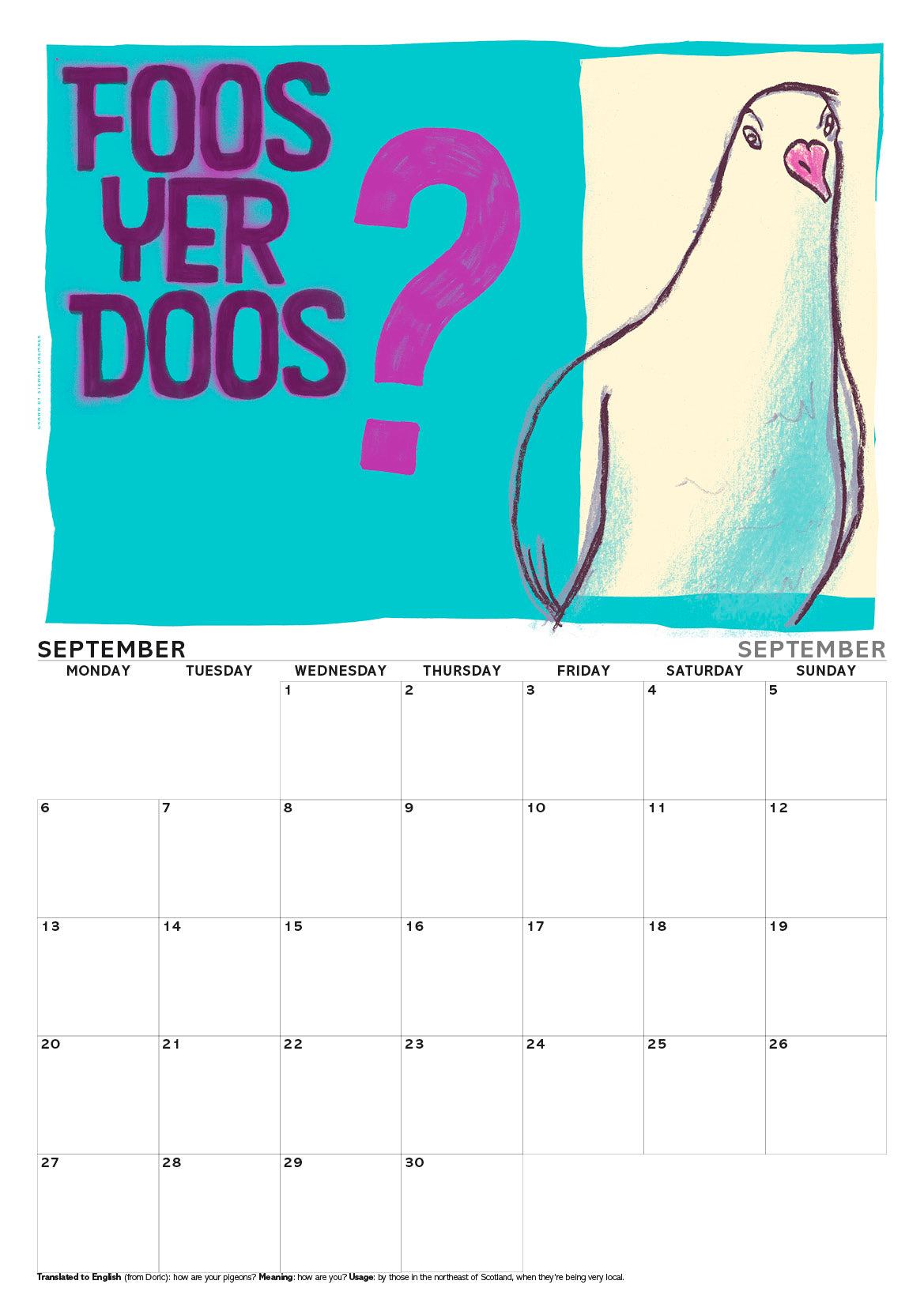 Scots sayings – A3 calendar 2027