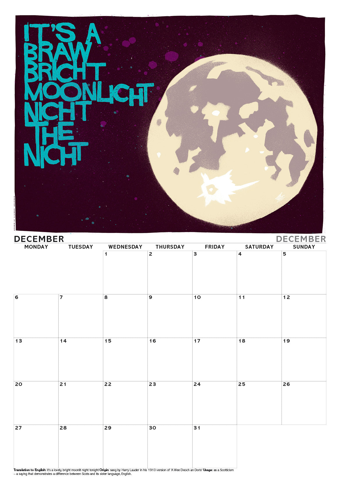 Scots sayings – A3 calendar 2027
