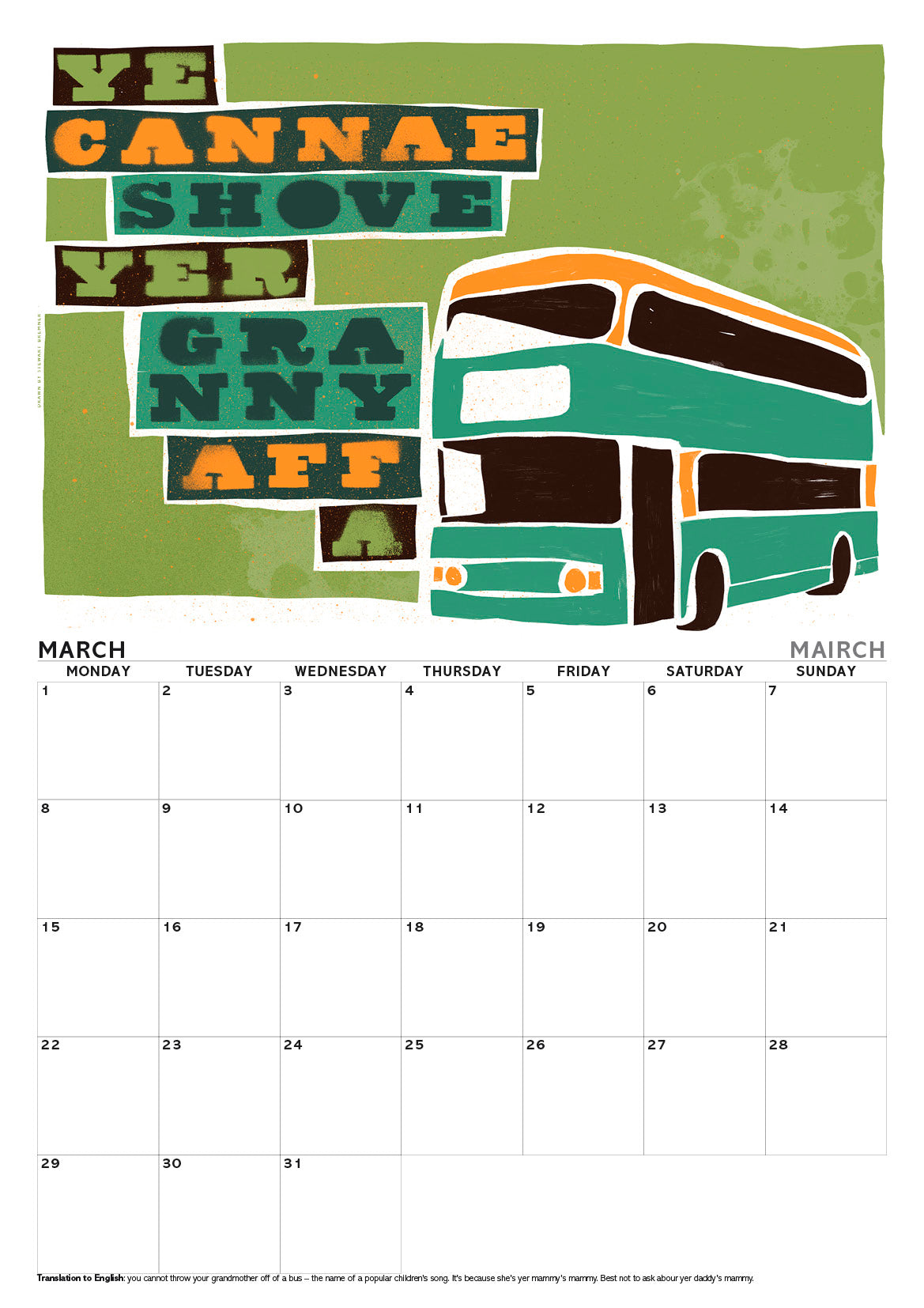 Scots sayings – A3 calendar 2027