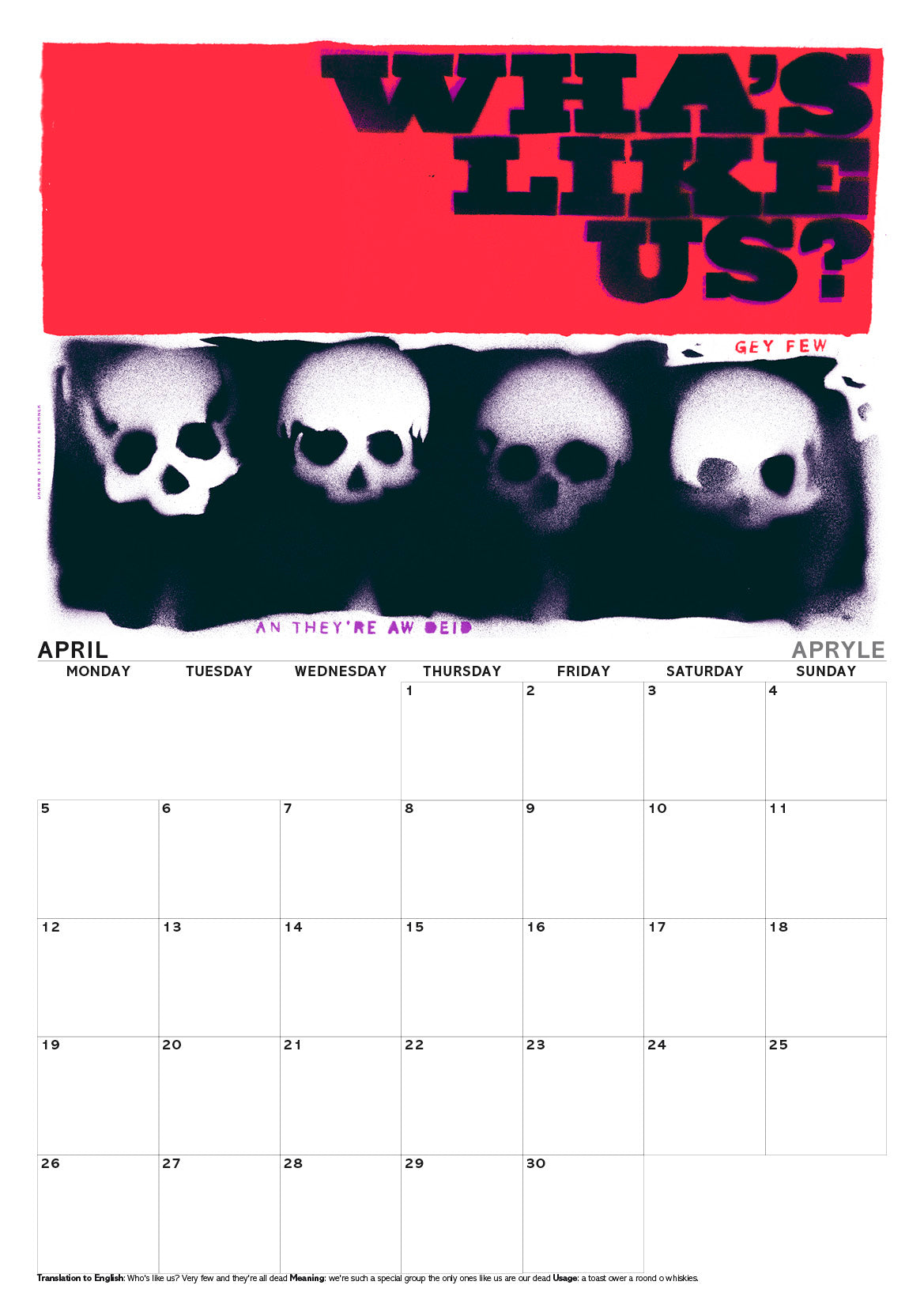 Scots sayings – A3 calendar 2027