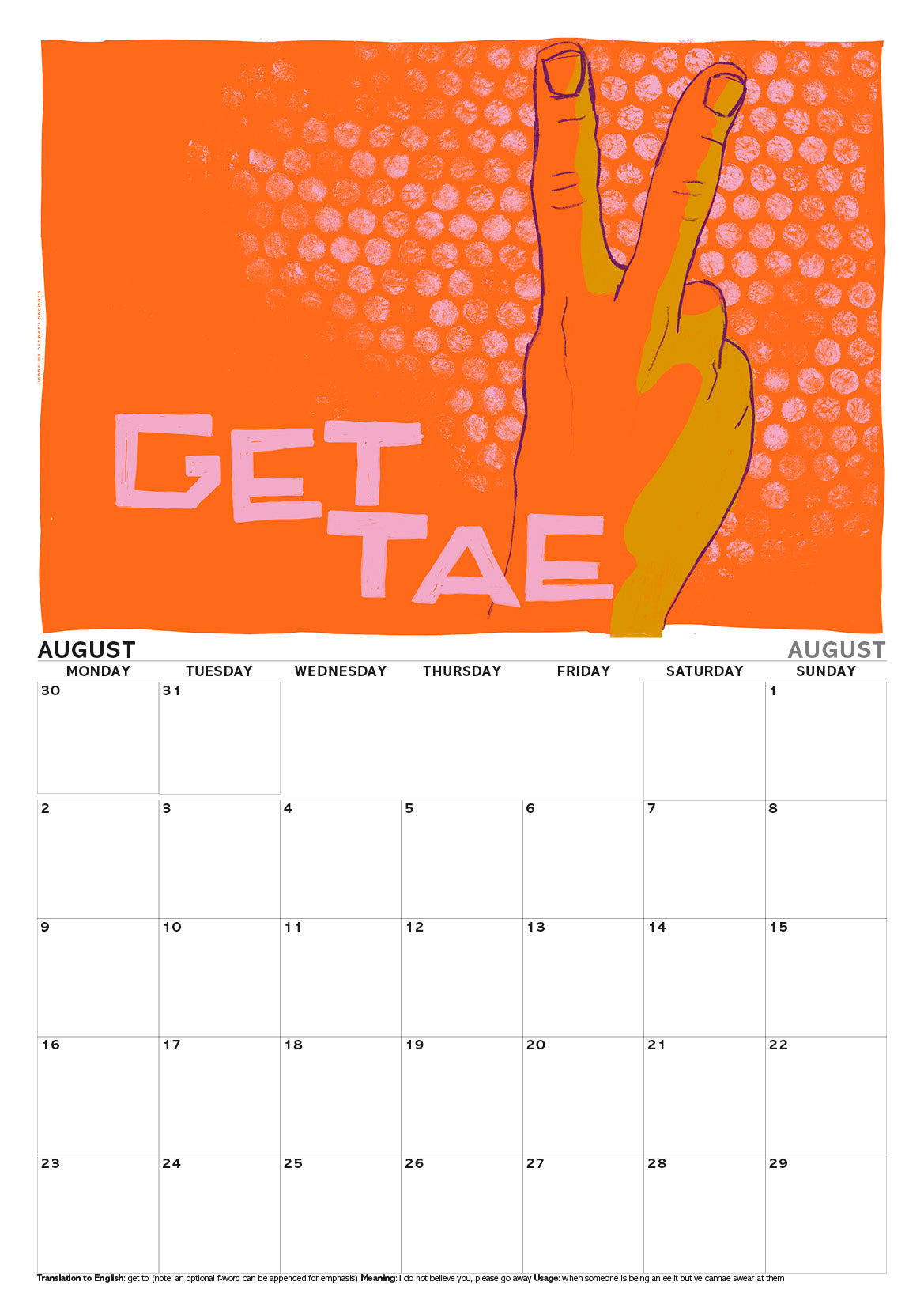 Scots sayings – A3 calendar 2027