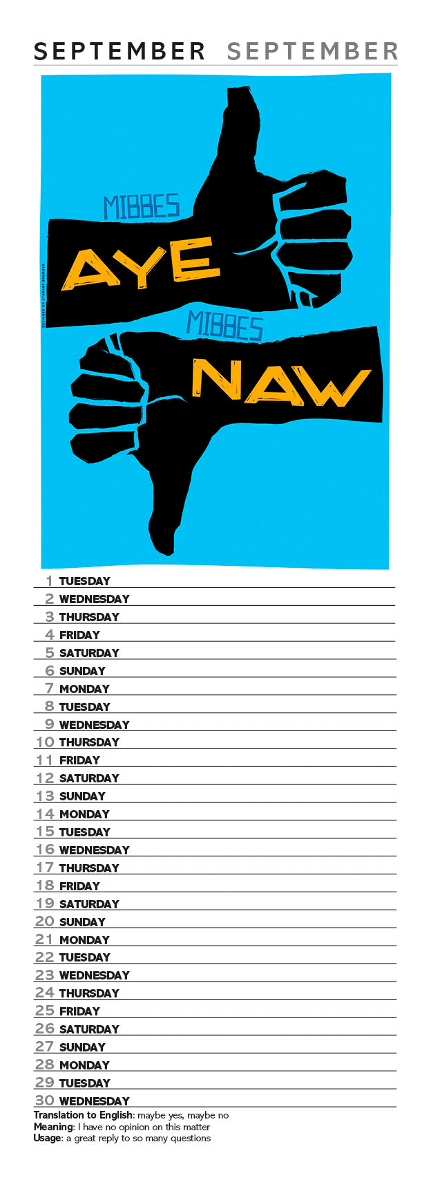 Scots Sayings – 2026 slimline calendar