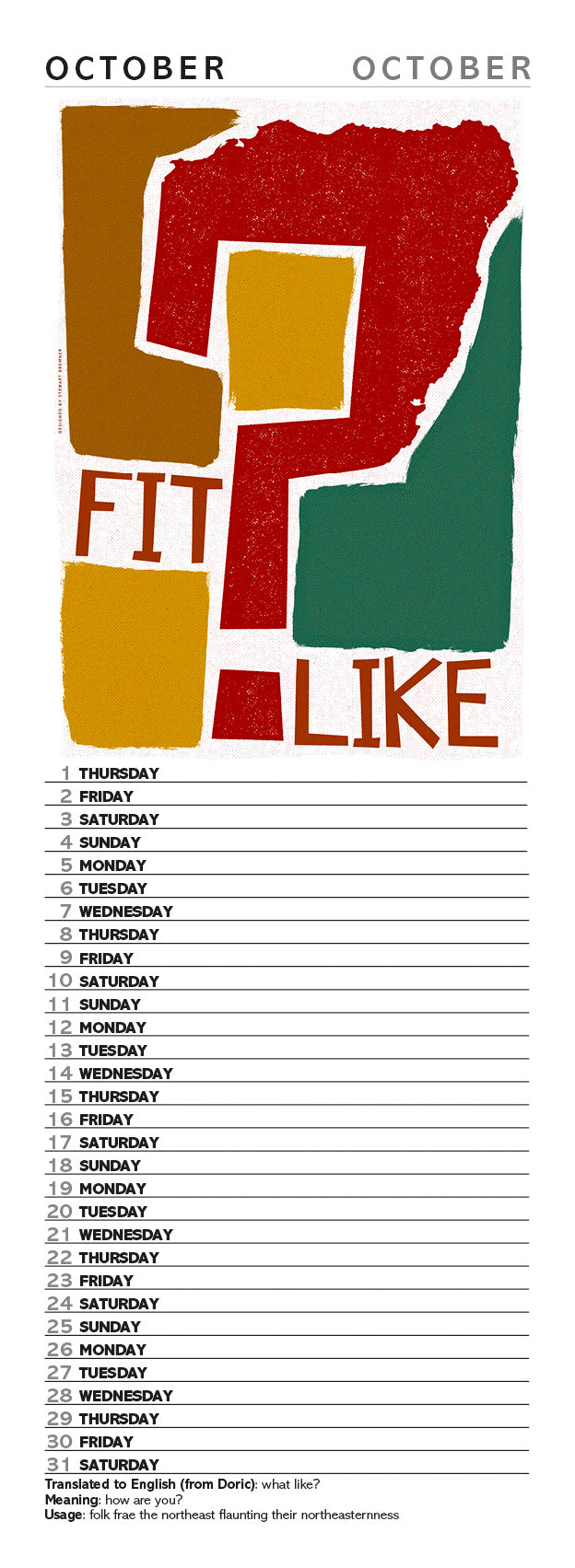 Scots Sayings – 2026 slimline calendar