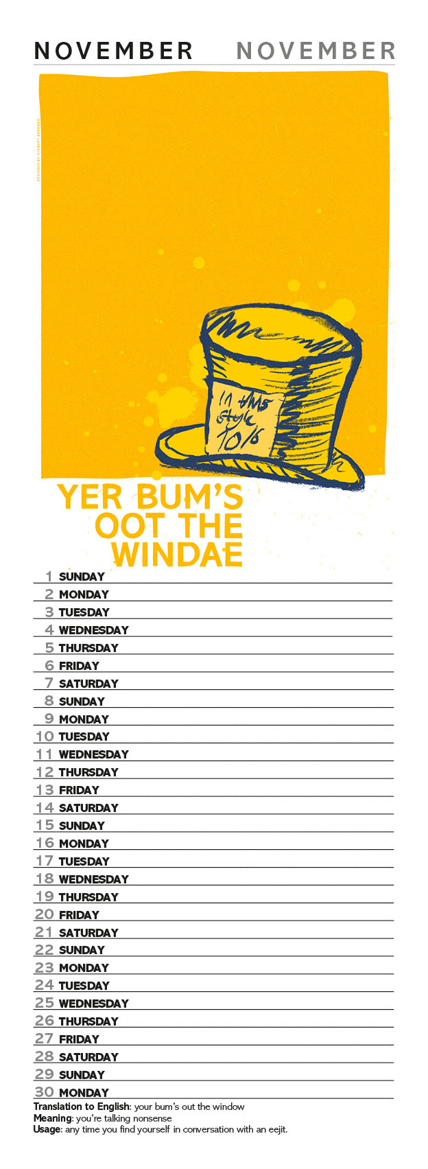 Scots Sayings – 2026 slimline calendar