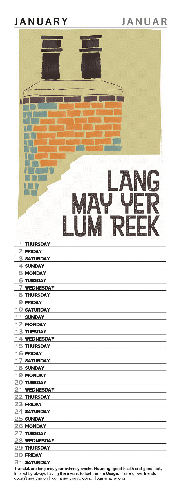 Scots Sayings – 2026 slimline calendar