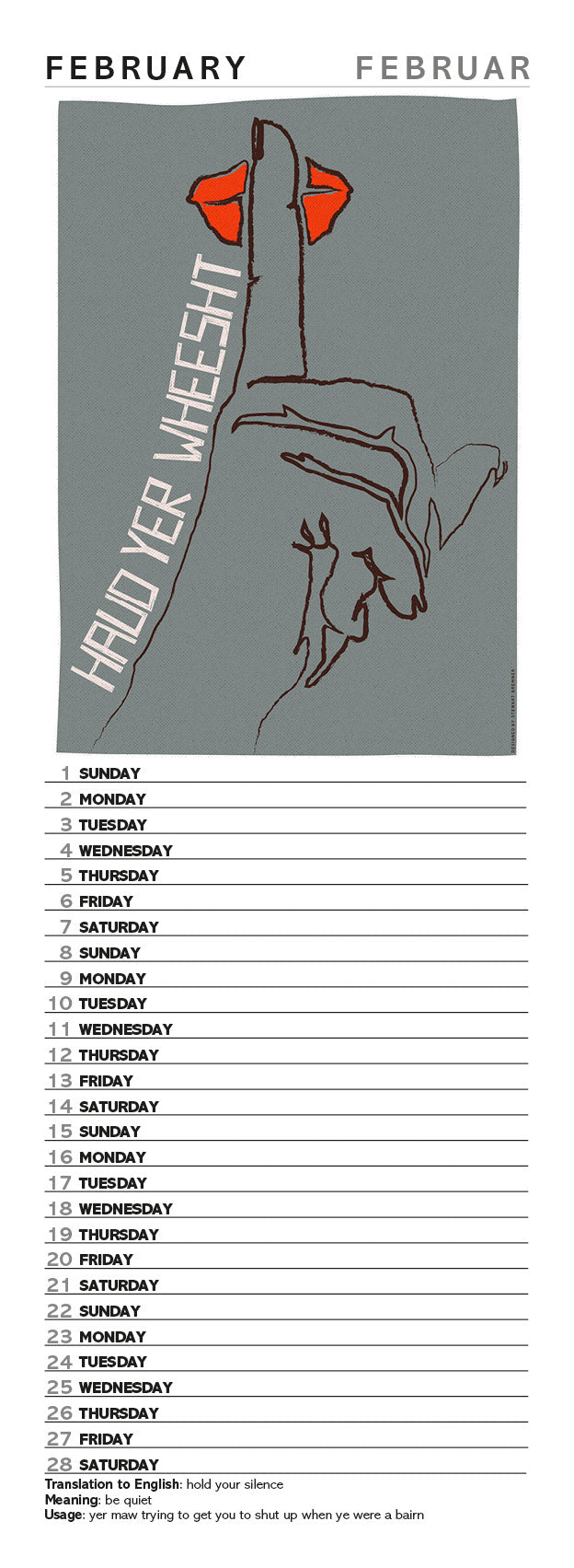 Scots Sayings – 2026 slimline calendar