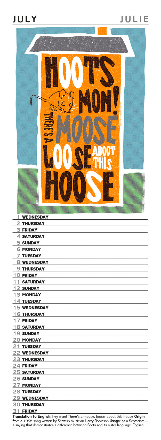 Scots Sayings – 2026 slimline calendar