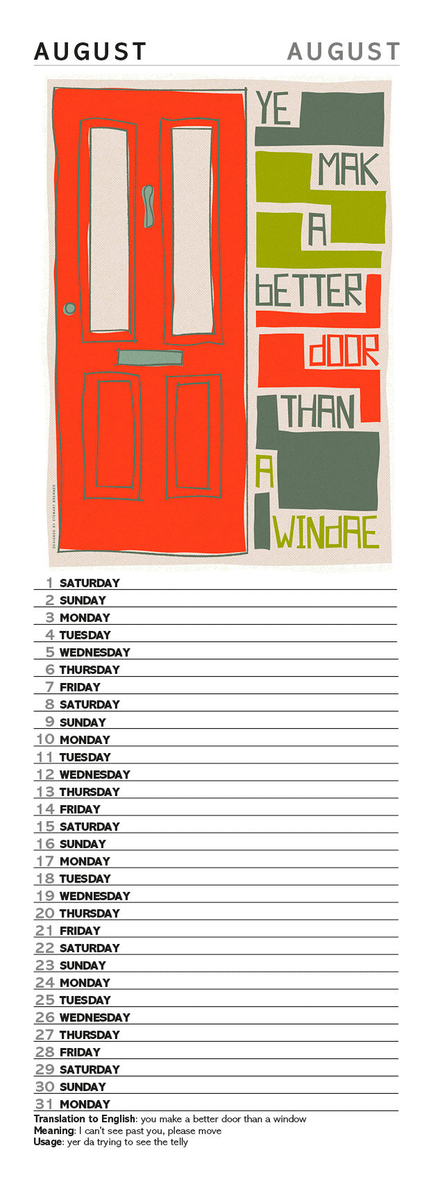 Scots Sayings – 2026 slimline calendar