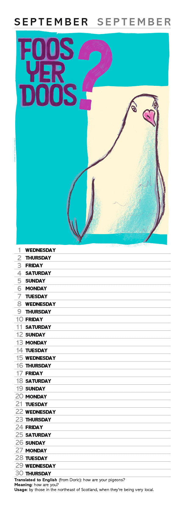 Scots sayings – slimline calendar 2027