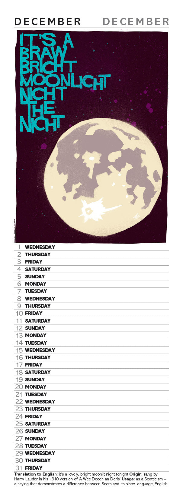 Scots sayings – slimline calendar 2027