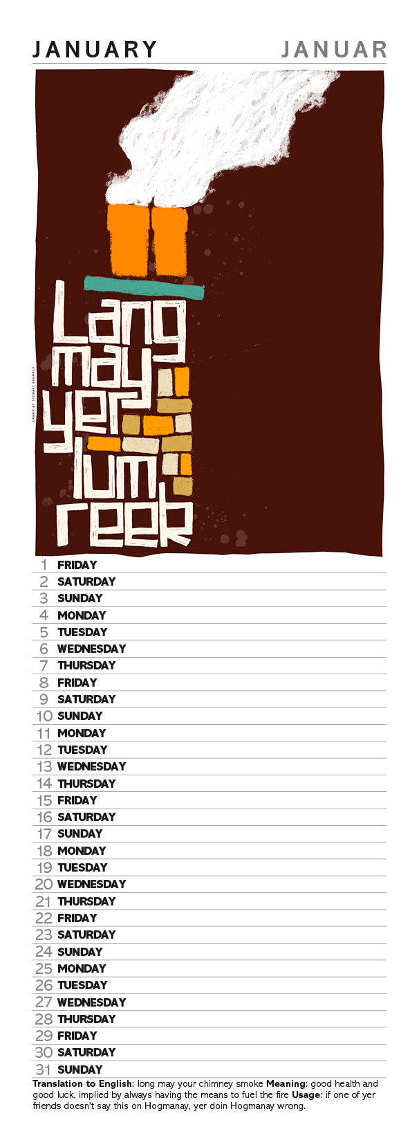 Scots sayings – slimline calendar 2027