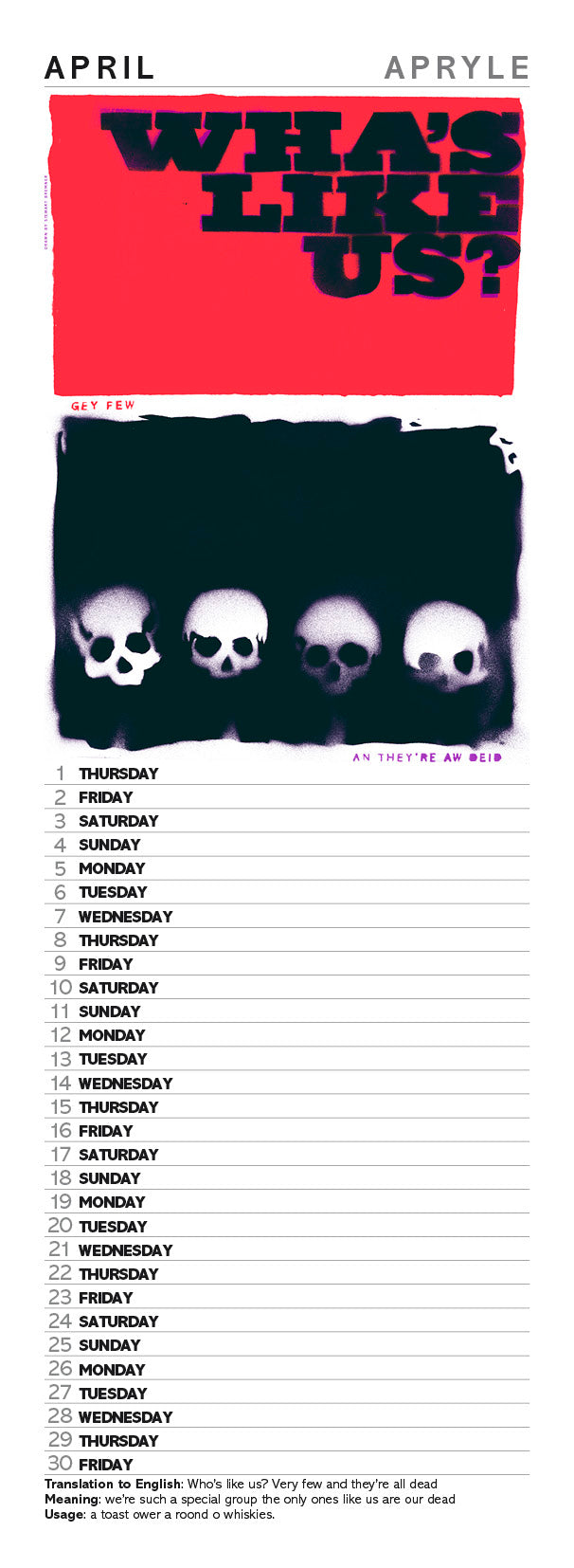 Scots sayings – slimline calendar 2027