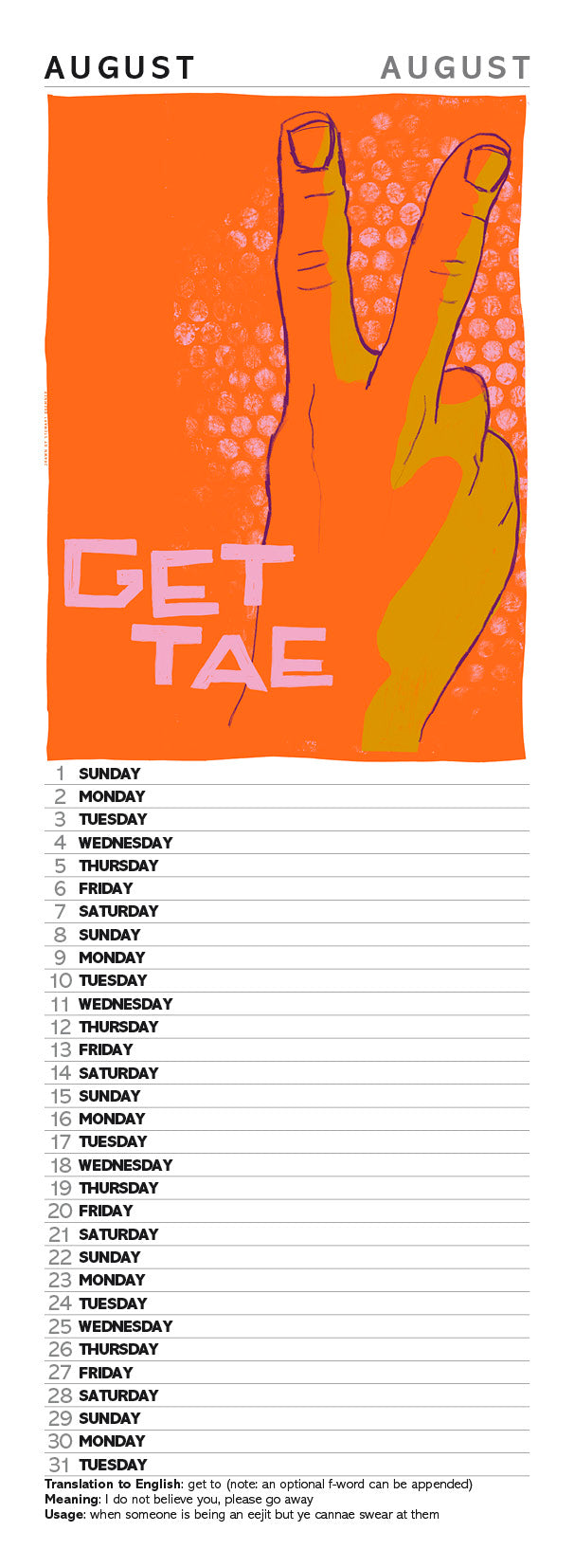 Scots sayings – slimline calendar 2027