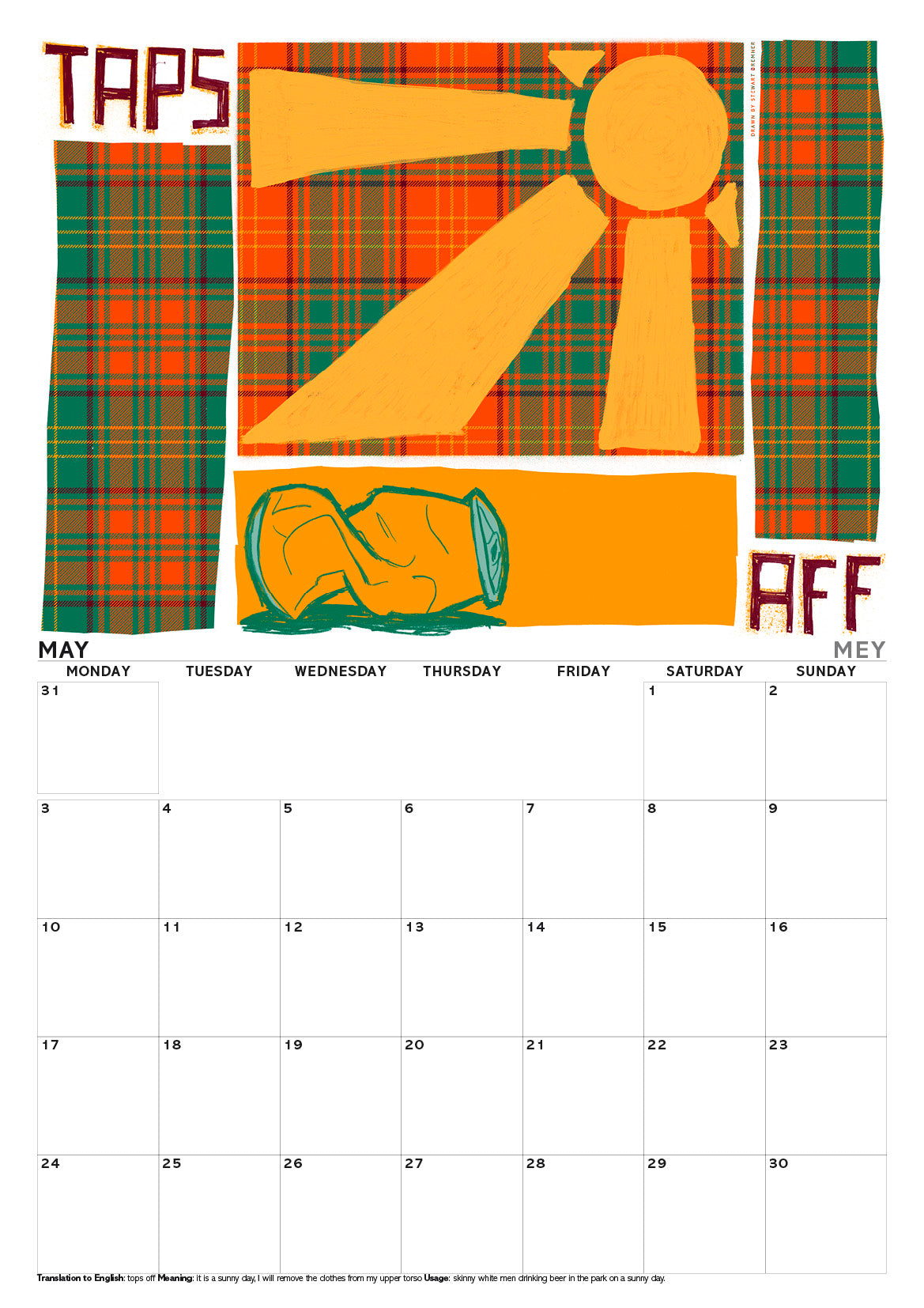 Scots sayings on tartan – A3 calendar 2027