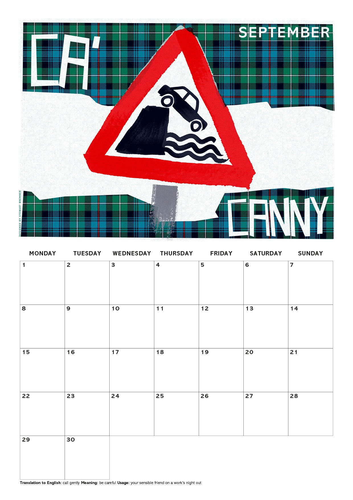 Scots Sayings on tartan – 2025 A4 calendar