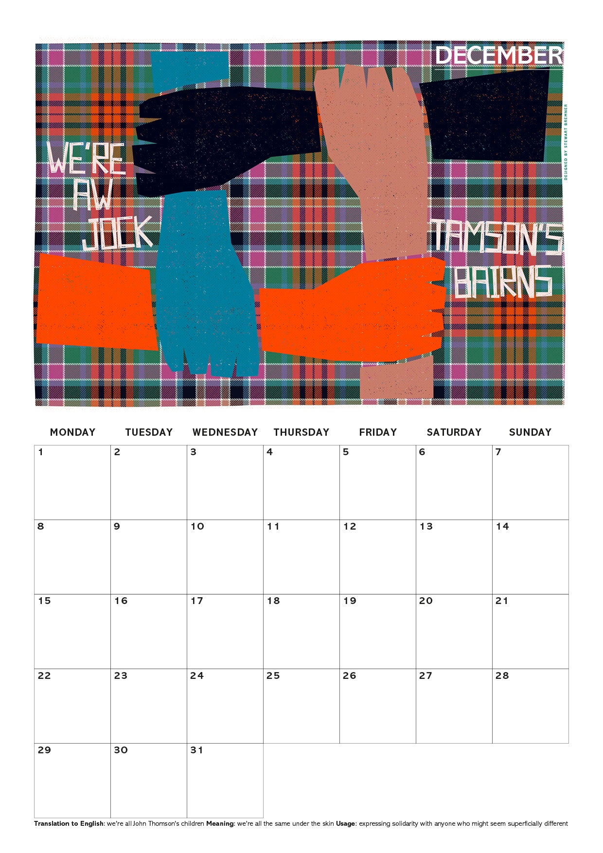 Scots Sayings on tartan – 2025 A4 calendar