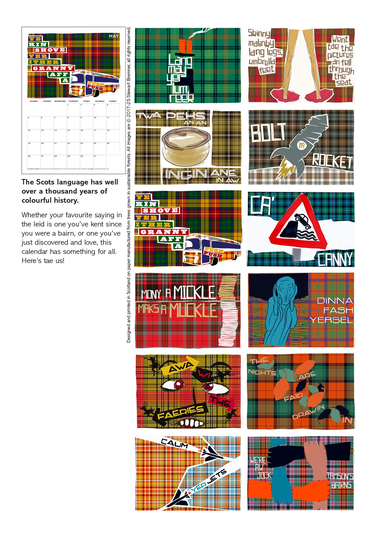 Scots Sayings on tartan – 2025 A4 calendar