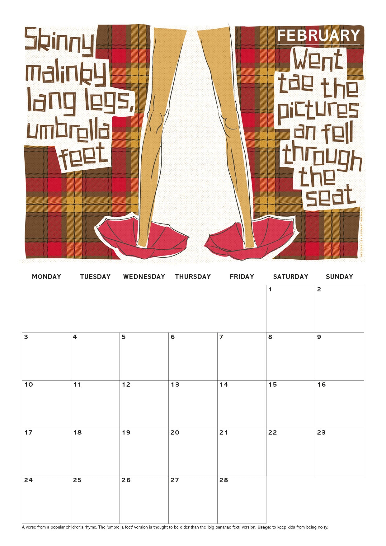 Scots Sayings on tartan – 2025 A4 calendar