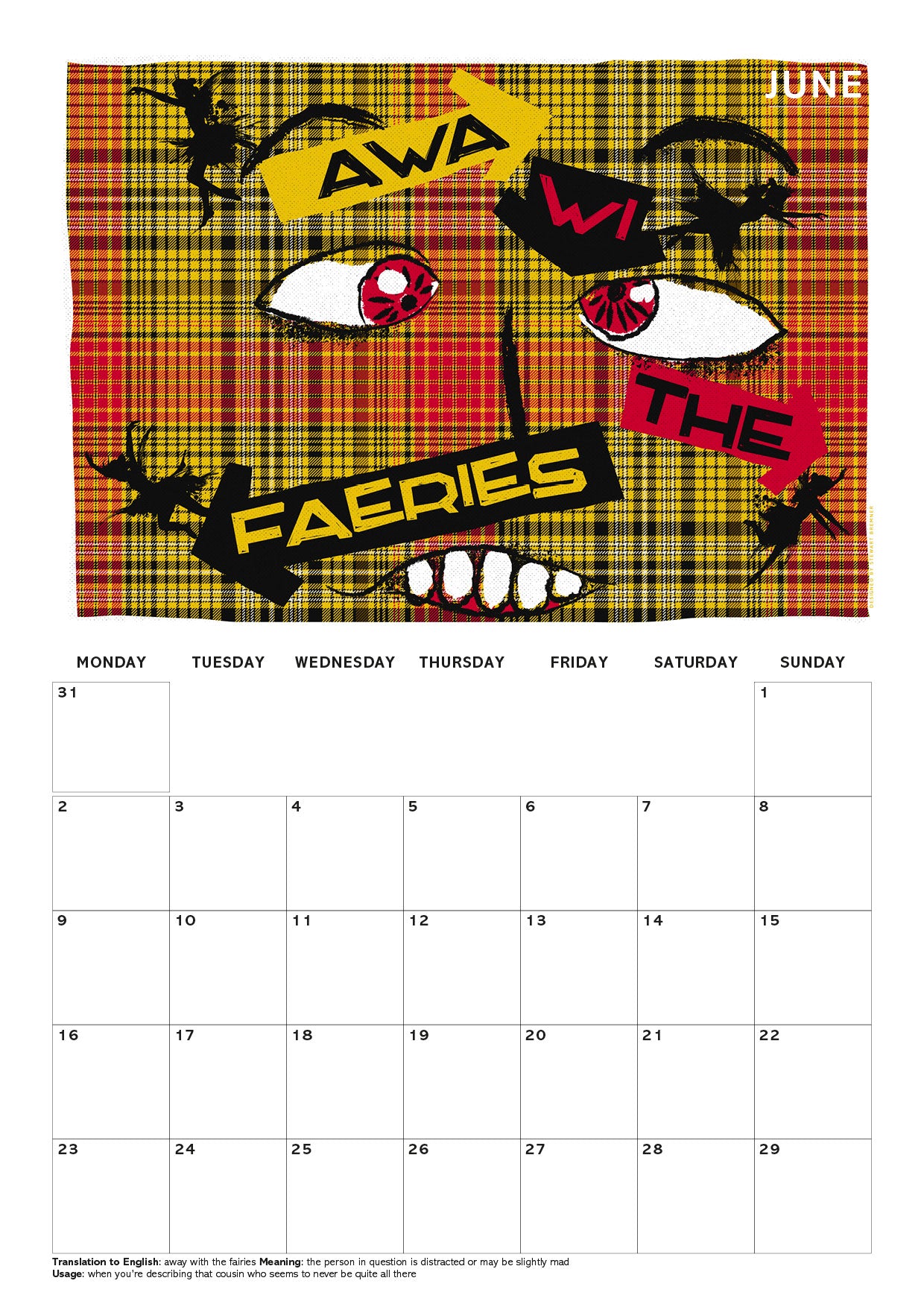 Scots Sayings on tartan – 2025 A4 calendar