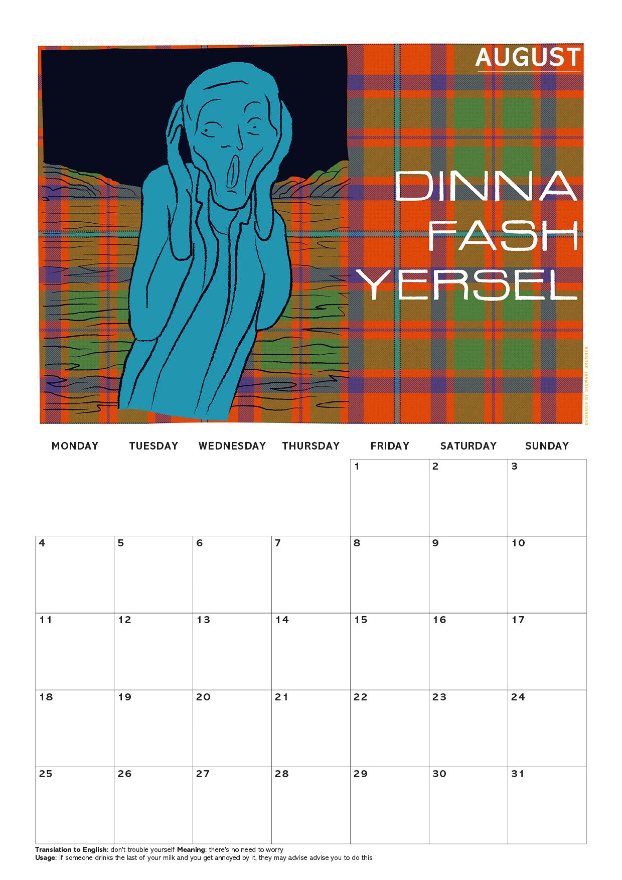 Scots Sayings on tartan – 2025 A4 calendar