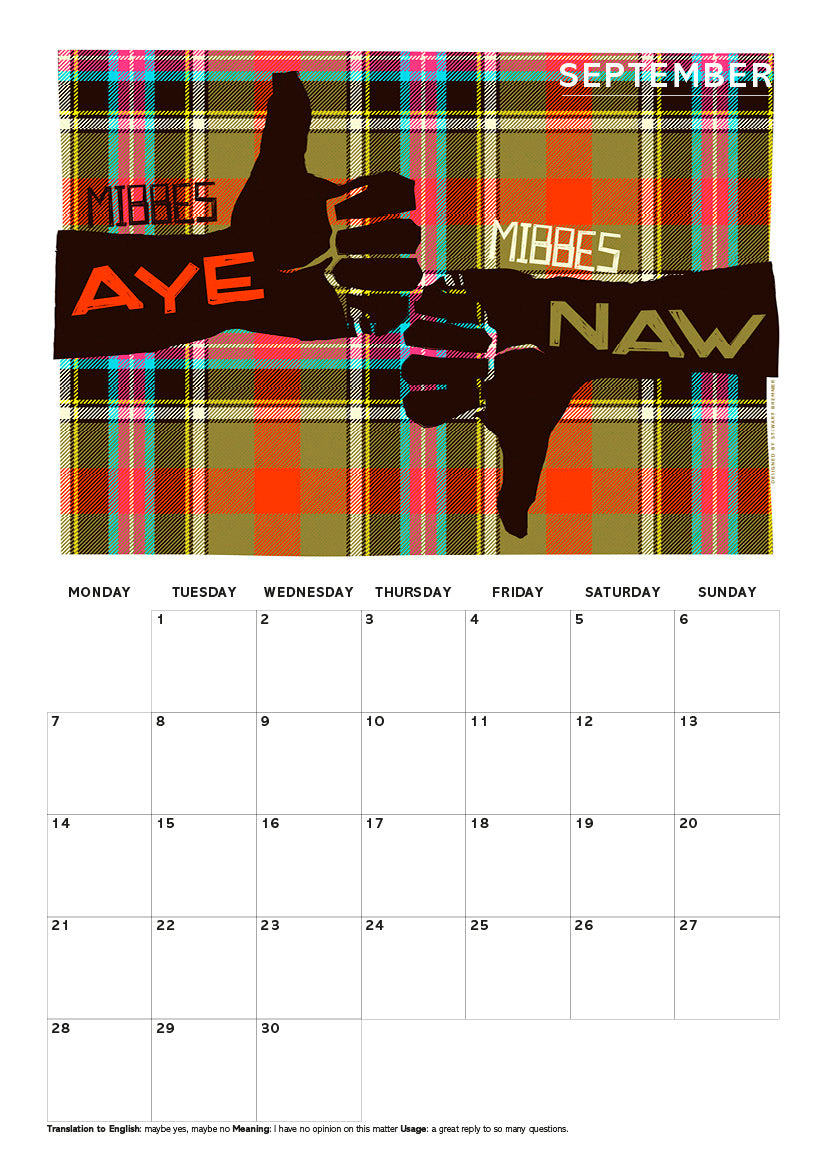 Scots Sayings on tartan – 2026 A4 calendar