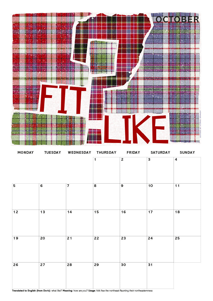 Scots Sayings on tartan – 2026 A4 calendar
