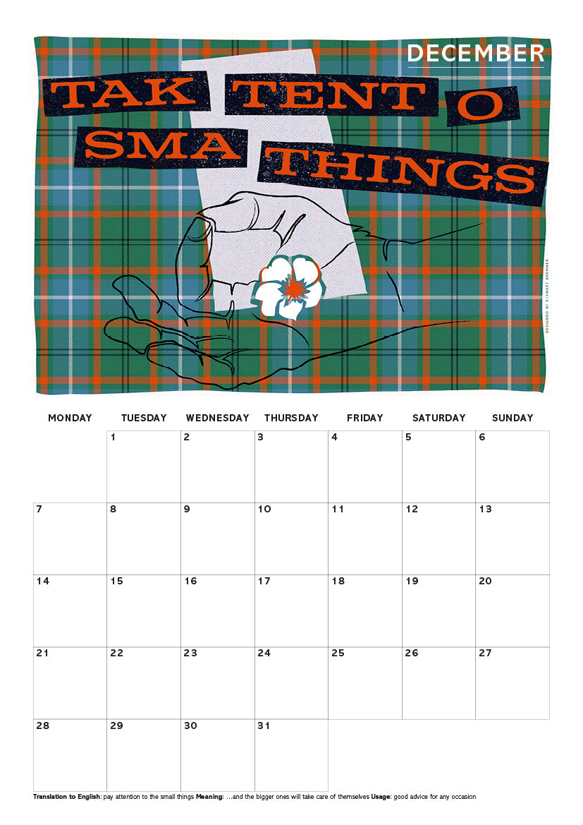 Scots Sayings on tartan – 2026 A4 calendar