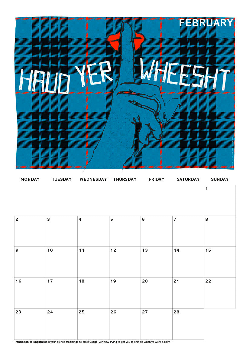 Scots Sayings on tartan – 2026 A4 calendar