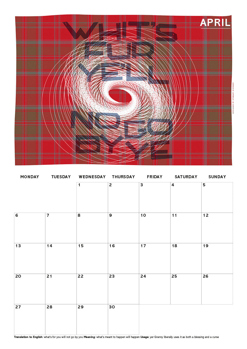Scots Sayings on tartan – 2026 A4 calendar