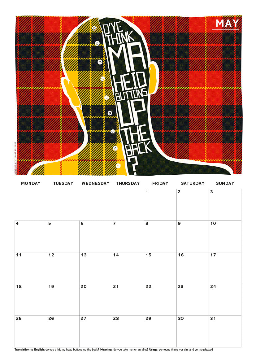 Scots Sayings on tartan – 2026 A4 calendar