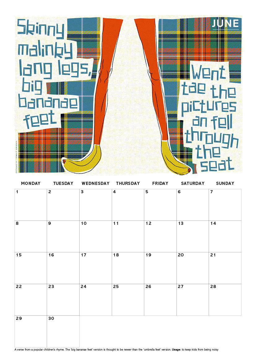 Scots Sayings on tartan – 2026 A4 calendar
