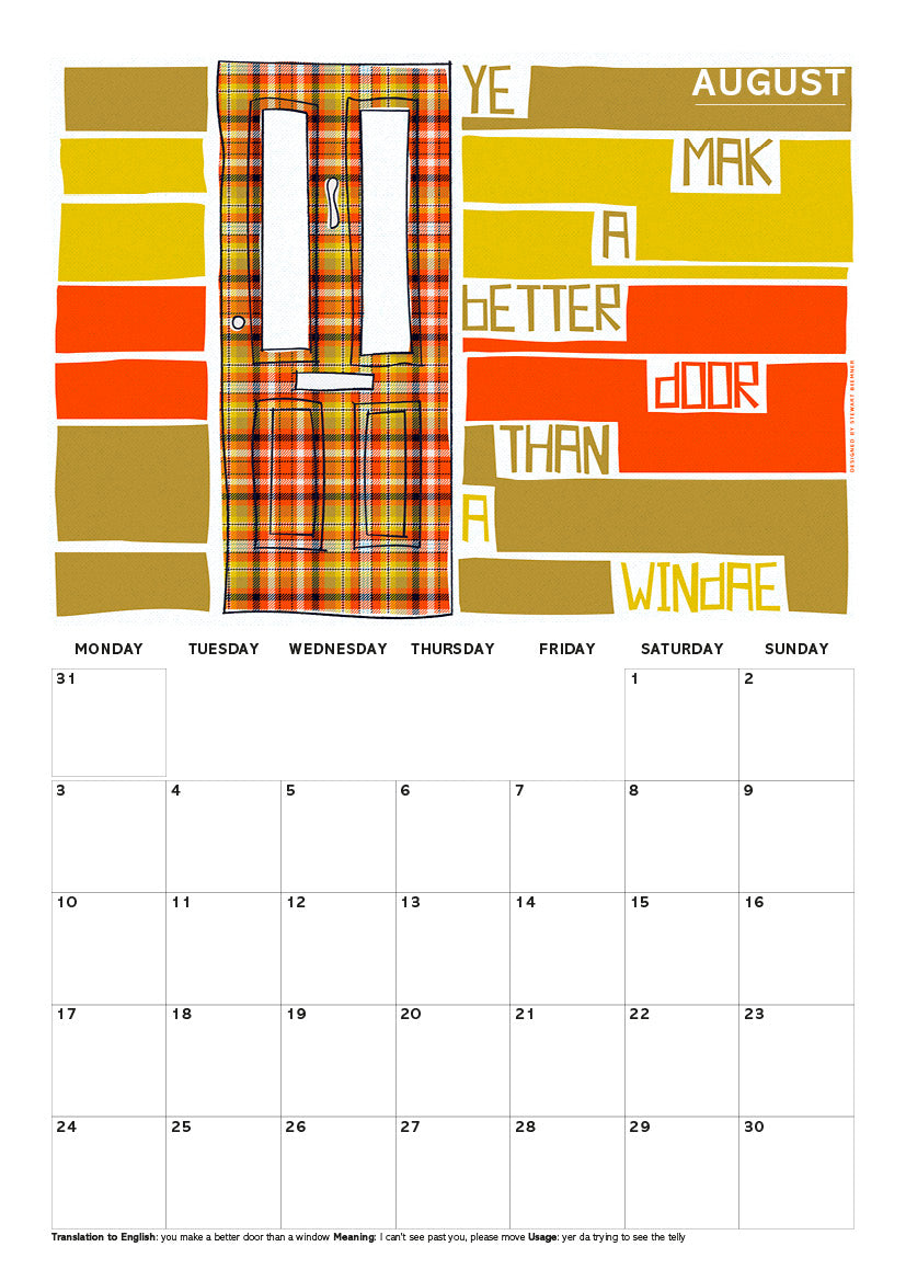 Scots Sayings on tartan – 2026 A4 calendar