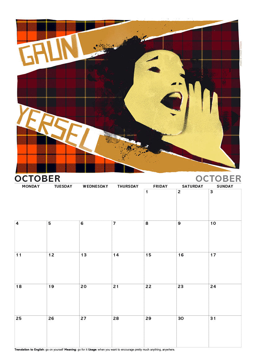 Scots sayings on tartan – A4 calendar 2027