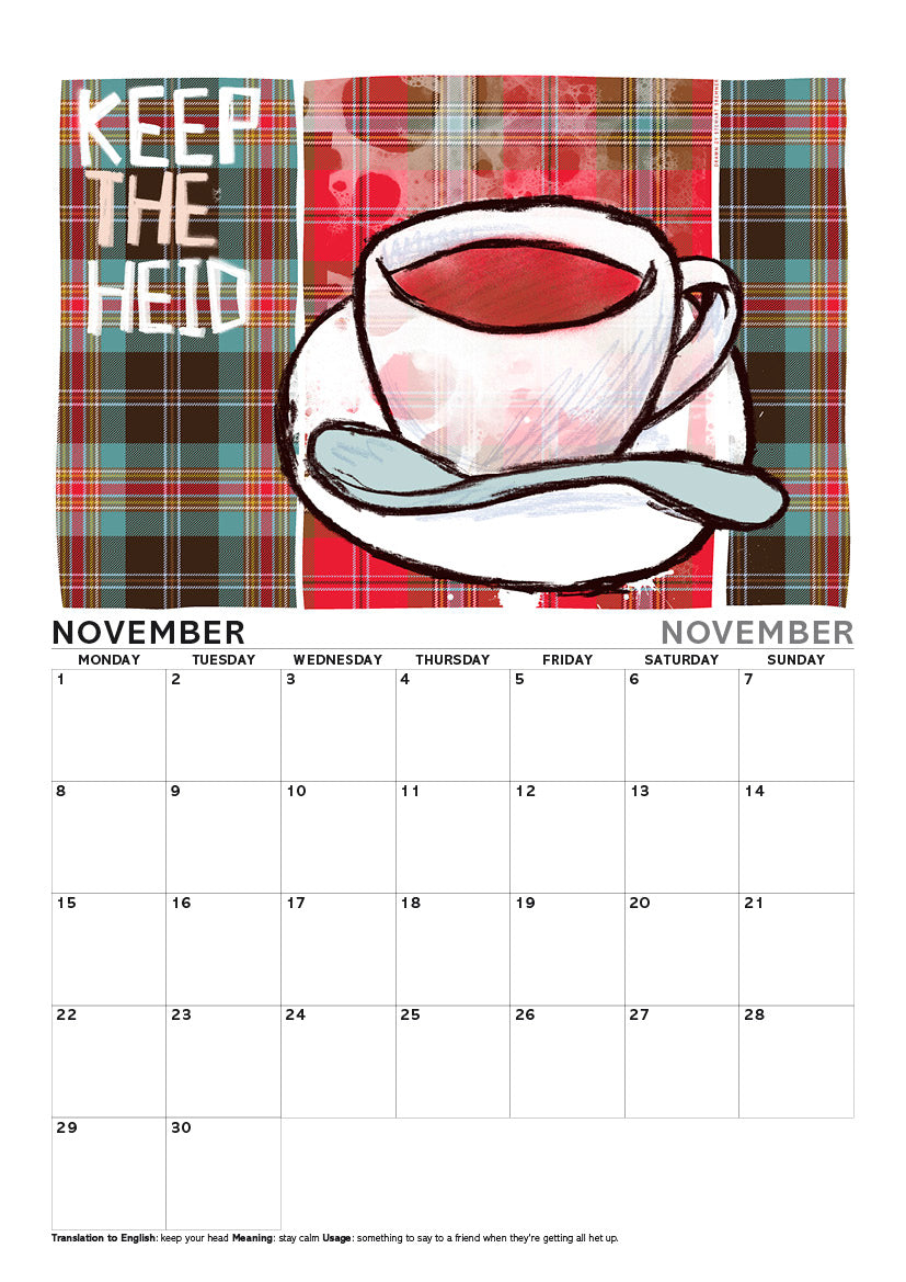 Scots sayings on tartan – A4 calendar 2027