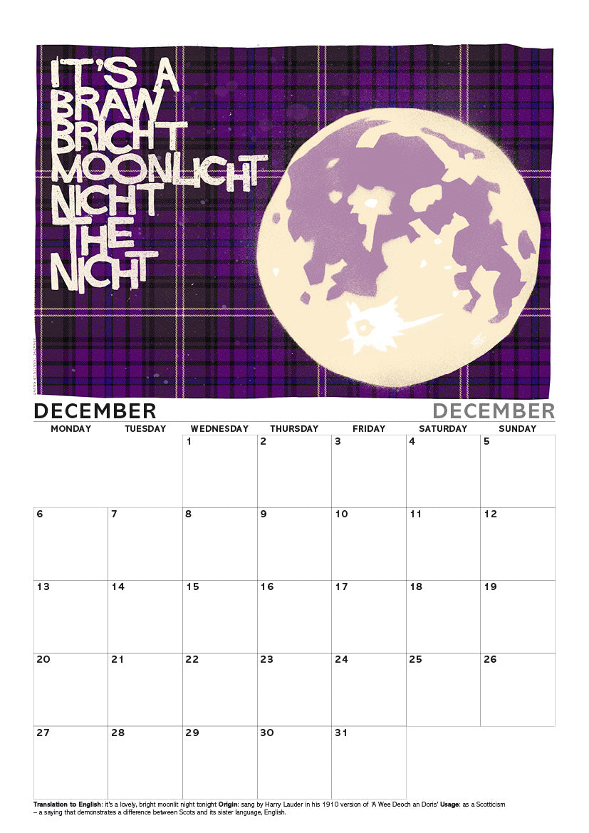 Scots sayings on tartan – A4 calendar 2027