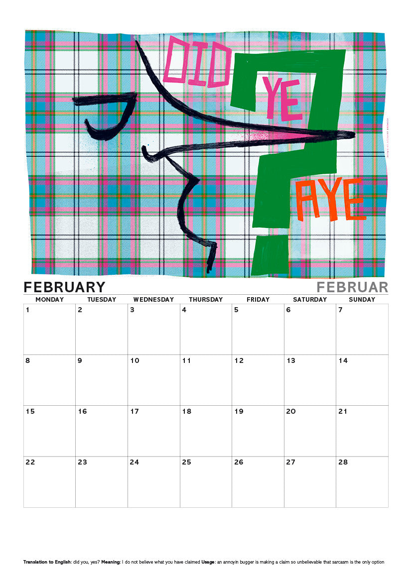 Scots sayings on tartan – A4 calendar 2027