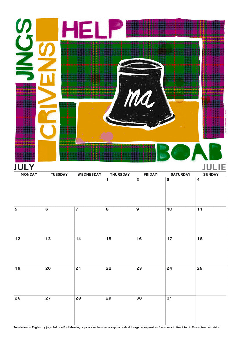 Scots sayings on tartan – A4 calendar 2027