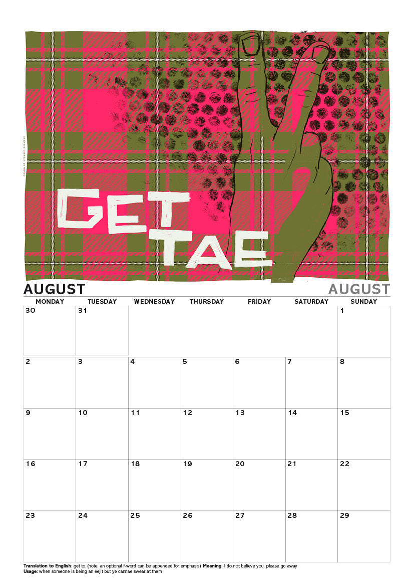 Scots sayings on tartan – A4 calendar 2027