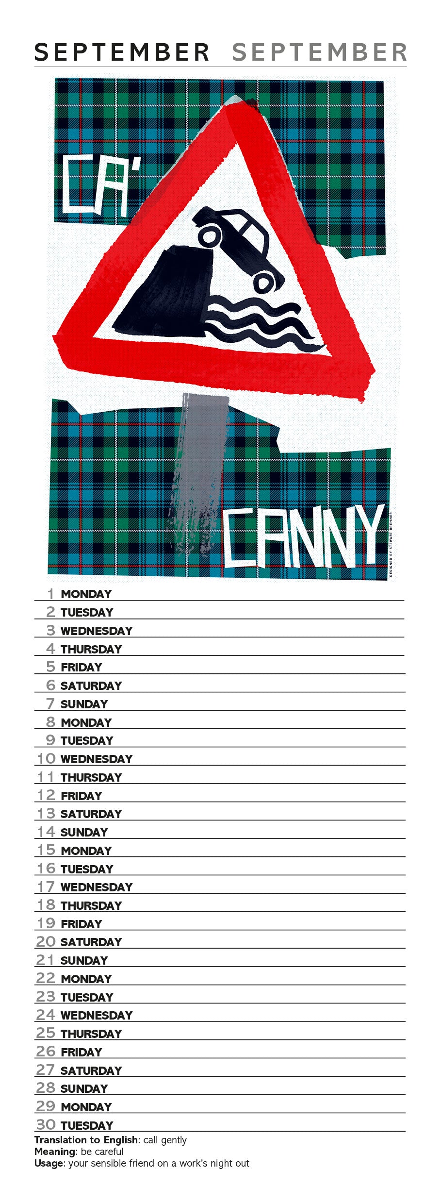 Scots Sayings on tartan – 2025 slimline calendar