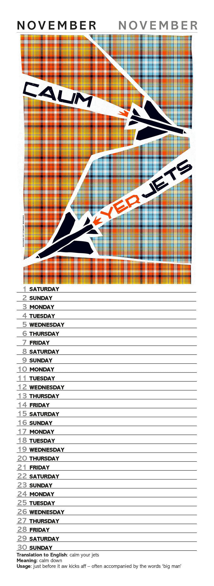 Scots Sayings on tartan – 2025 slimline calendar