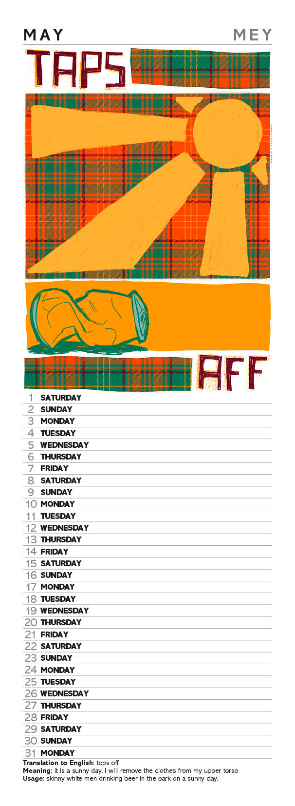 Scots sayings on tartan – slimline calendar 2027