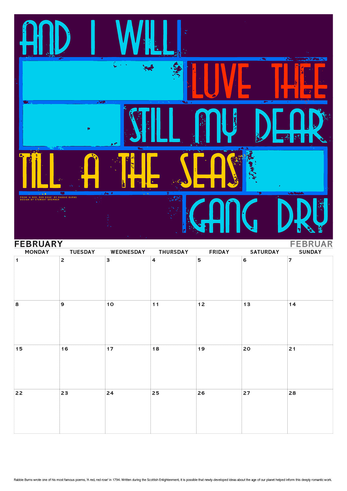 Scottish culture – A3 calendar 2027