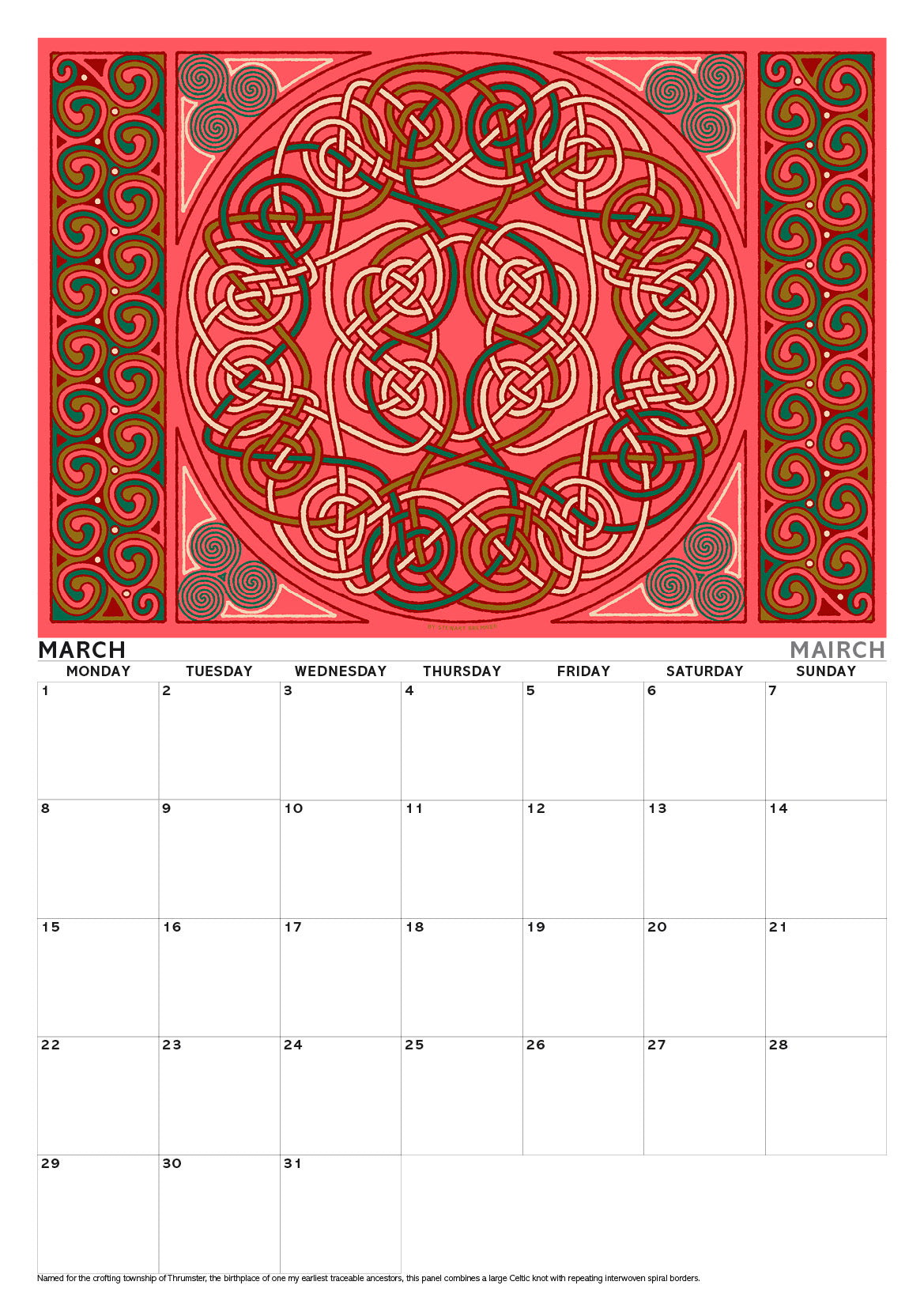 Scottish culture – A3 calendar 2027
